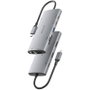 Aisens Docking USB Tipo-C 10 en 1 con HDMI, DisplayPort y PD 100W, Gris